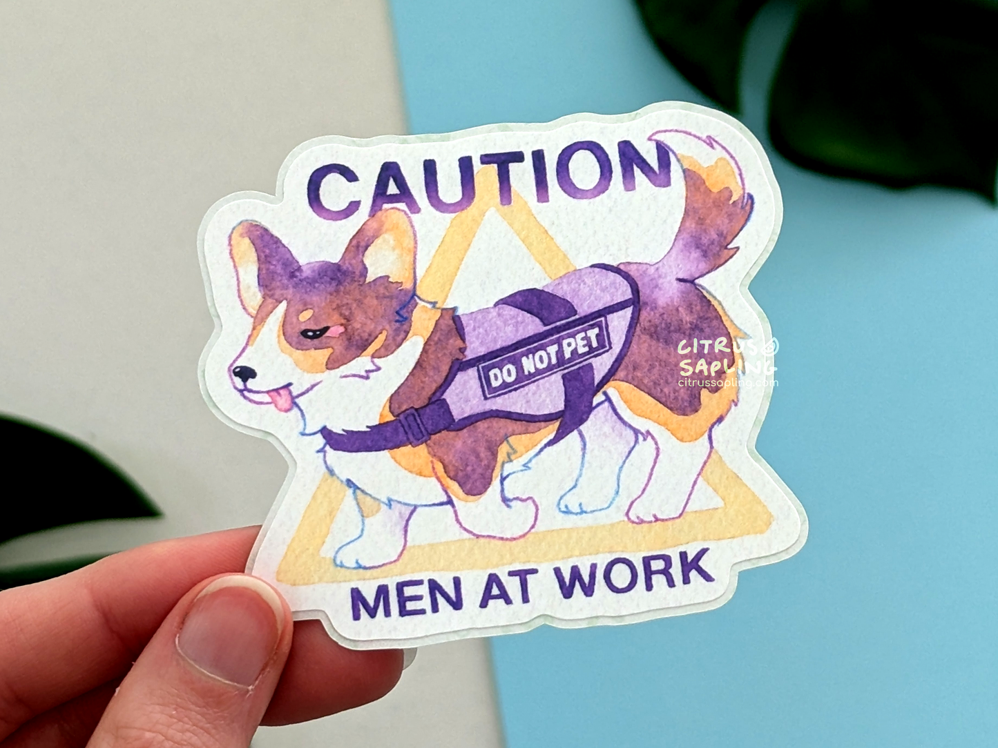 Men at Work Corgi Sticker