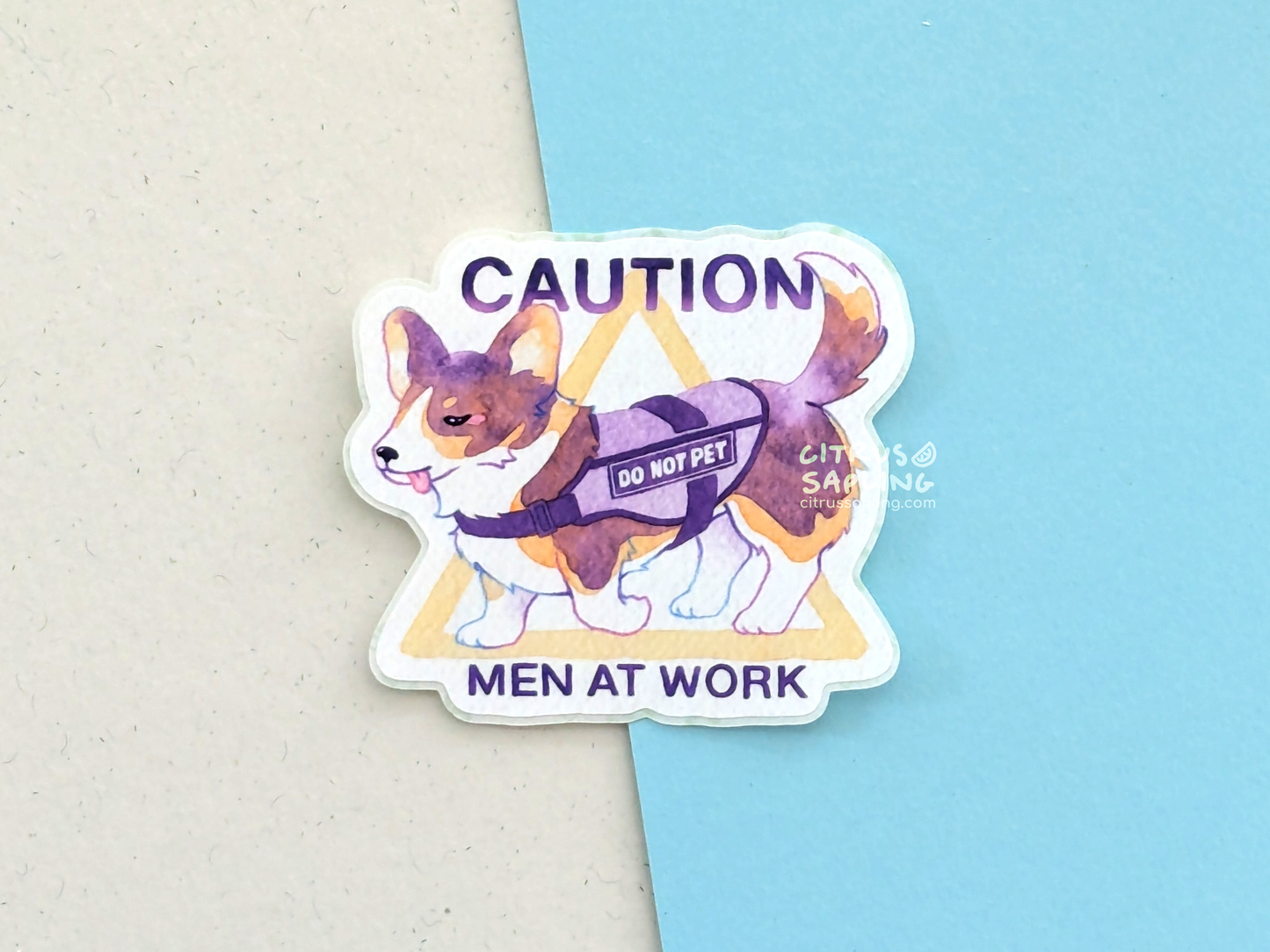 Men at Work Corgi Sticker