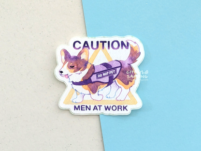 Men at Work Corgi Sticker