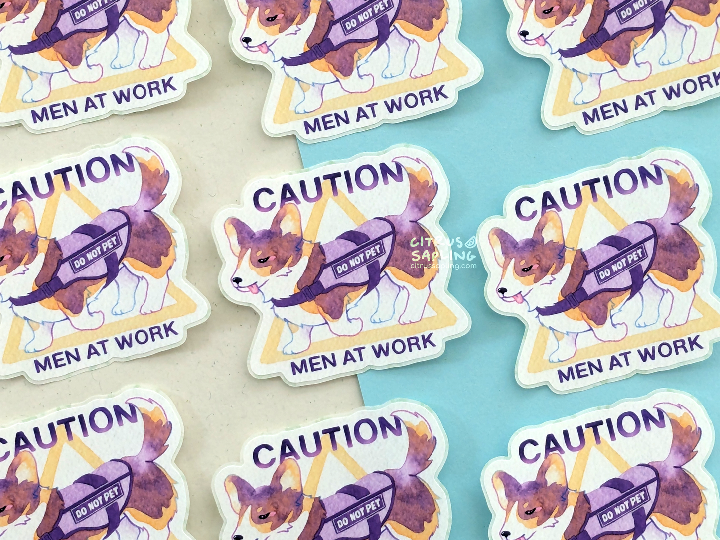 Men at Work Corgi Sticker