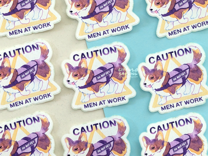 Men at Work Corgi Sticker