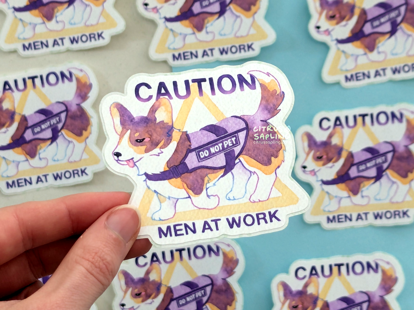 Men at Work Corgi Sticker