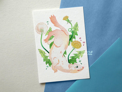 Weasel Dandelion Postcard Print