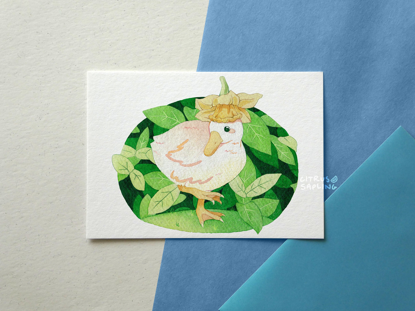 Flower Hat Duckling Postcard Print