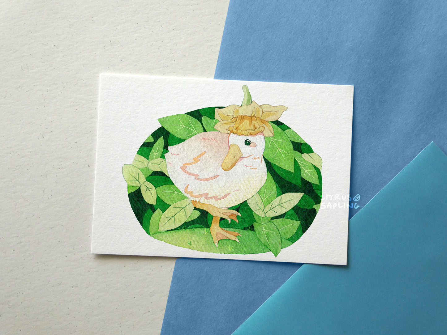 Flower Hat Duckling Postcard Print