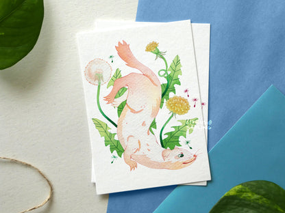 Weasel Dandelion Postcard Print