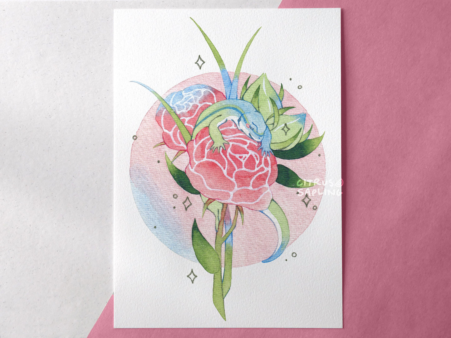 Lizard Peony Bouquet Art Print