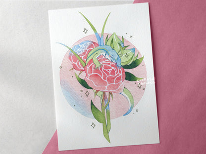 Lizard Peony Bouquet Art Print