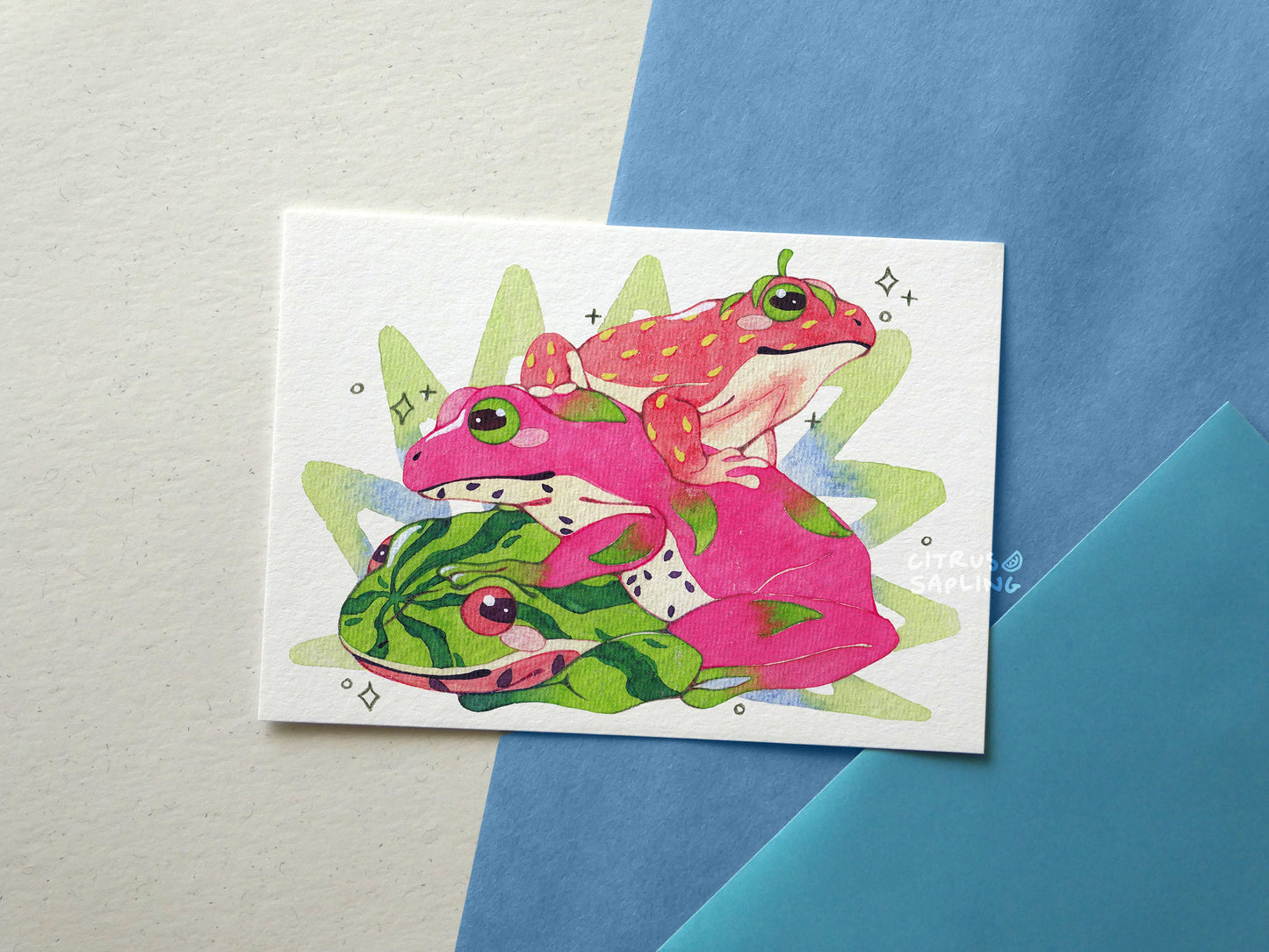 Fruit Salad Tree Frog Stack Postcard Print