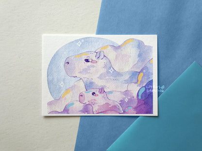 Cloudy Capybaras Postcard Print