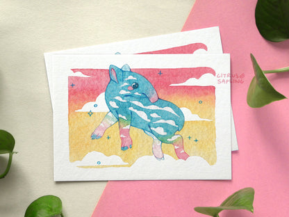 Tapir Calf Sunset Postcard Print